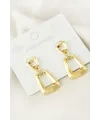 Oval Taşlı Metal Küpe