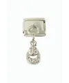 Oval Zirkon Taşlı Sallatılı Çelik Charm
