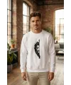 Oversize Bisiklet Yaka Sevgililer Günü Baskılı Sweatshirt - Beyaz
