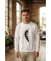 Oversize Bisiklet Yaka Sevgililer Günü Baskılı Sweatshirt - Beyaz