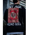 Oversize Bisiklet Yaka Üç İplik Baskılı SweatShirt - Siyah