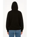 Oversize Kapüşonlu Sweatshirt  Hoodie 3 İplik Şardonlu Pamuklu Kumaş, Önü Baskılı, Fermuarlı Rahat Kalıp, Kışlık Ve Sokak Stili Sweat - Siyah