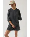 Oversize Lazer Kesim Bisiklet Yaka T-Shirt