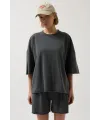 Oversize Lazer Kesim Bisiklet Yaka T-Shirt