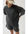 Oversize Lazer Kesim Bisiklet Yaka T-Shirt
