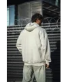 Oversize Tam Fermuarlı Uzun Kol Hırka - Beyaz