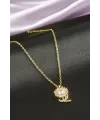 Papatya Zirkon Taşlı Çelik Kolye