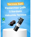 Paslanmaz Çelik Termos Seti | 500 Ml Kapasite, 6-12 Saat Isı Koruma, Hediye Kutulu