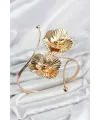 Pazu Bileklik Gold Renk Pirinç Çiçek Model