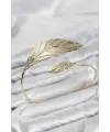 Pazu Bileklik Gold Renk Pirinç Yaprak Model