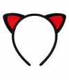 Peluş Kedi Kulak Taç Kırmızı Siyah – Çocuk Parti  Kostüm Tacı