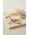 Pembe Deniz Kabuğu Model Gold Renk Charmlı Bileklik