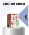 Pembe Elektronik Şifreli Otomatik Para Çeken Atm Kumbarası