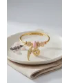 Pembe Göz Model Gold Renk Charmlı Bileklik