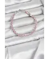 Pembe Kare Zirkon Taşlı Gümüş Renk Pirinç Su Yolu Kadın Bileklik