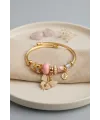Pembe Kelebek Model Gold Renk Charmlı Bileklik