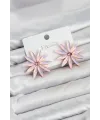 Pembe Kristal Taşlı Lotus Model Kadın Küpe