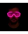 Pembe Led Işıklı Parti Gözlüğü - Neon Glow Şerit Gözlük 3 Modlu