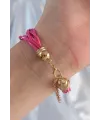 ietaks™ Pembe Renk Zirkon Taşlı İpli Çoklu Bileklik
