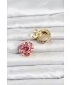 Pembe Zirkon Taşlı Düğme veya Manşet Broşu