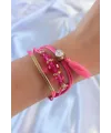 ietaks™ Pembe Zirkon Taşlı İpli Püskül Detay Çoklu Bileklik
