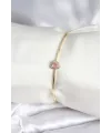 ietaks™ Pembe Zirkon Taşlı Kalp Model Gold Renk Kadın Bileklik
