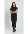 Pike Kumaş Düğmeli Yaka Regular Rahat Günlük Kısa Kol Tişört T-shirt - Siyah
