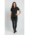 Pike Kumaş Düğmeli Yaka Regular Rahat Günlük Kısa Kol Tişört T-shirt - Siyah