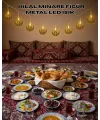 Pilli Minareli Hilal Led Işık Gold Metal Ramazan Dekorasyonu
