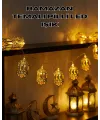 Pilli Ramazan Işıkları Altın Renk Fener Figürlü Led Süsleme