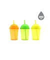 Pipetli Bardak - 450 ml - Şeffaf Renkli - Plastik