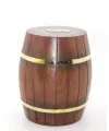 Pirinç Ahşap Fıçı Kumbara 18 Cm
