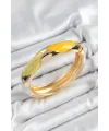 ietaks™ Pirinç Beyaz Yeşil Sarı Mineli Baklava Model Gold Renk Kadın Kelepçe