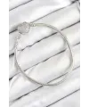 ietaks™ Pirinç Charm Zirkon Taşlı Kalp Model Gümüş Renk Kadın Bileklik