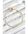 ietaks™ Pirinç Charm Zirkon Taşlı Taç Model Gold Renk Kadın Bileklik