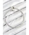 ietaks™ Pirinç Charm Zirkon Taşlı Taç Model Gümüş Renk Kadın Bileklik