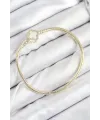 ietaks™ Pirinç Charm Zirkon Taşlı Yonca Model Gold Renk Kadın Bileklik
