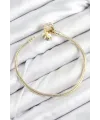 ietaks™ Pirinç Charm Zirkon Taşlı Yonca Model Gold Renk Kadın Bileklik
