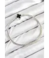 ietaks™ Pirinç Charm Zirkon Taşlı Yonca Model Gümüş Renk Kadın Bileklik