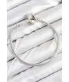 ietaks™ Pirinç Charm Zirkon Taşlı Yonca Model Gümüş Renk Kadın Bileklik