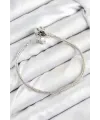 ietaks™ Pirinç Charm Zirkon Taşlı Yonca Model Gümüş Renk Kadın Bileklik