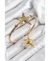 ietaks™ Pirinç Deniz Yıldızı Model Gold Renk Bileklik Yüzük Set