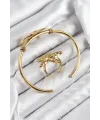 ietaks™ Pirinç Deniz Yıldızı Model Gold Renk Bileklik Yüzük Set