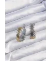 Pirinç Gold Gümüş Renkli Tırtıklı Halka Küpe