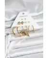 Pirinç Gold Renk 6 Çift Kadın Küpe Seti