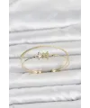 Pirinç Gold Renk Baget Zirkon Taşlı Objeli Kadın Bileklik