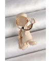 ietaks™ Pirinç Gold Renk Beyaz Mineli Doktor Model Kadın Broş