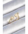 ietaks™ Pirinç Gold Renk Beyaz Mineli Kalp Model Kadın Yüzük