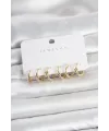 Pirinç Gold Renk Botega Model Kadın Küpe Seti