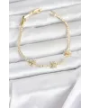Pirinç Gold Renk Çiçek Model Zirkon Taşlı Su Yolu Kadın Bileklik